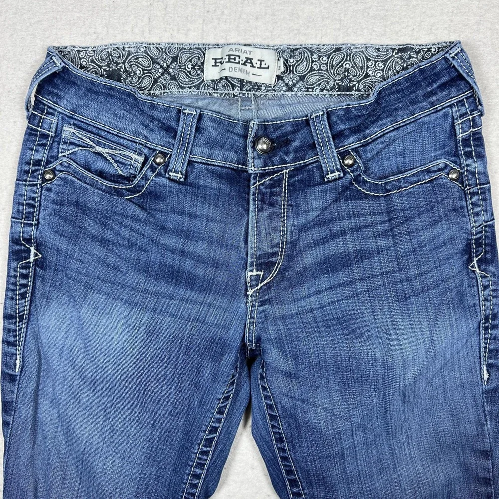 Ariat R.E.A.L. Jeans Womens 30XL Blue Medium Wash Slim Straight Stretch Denim - Picture 2 of 13